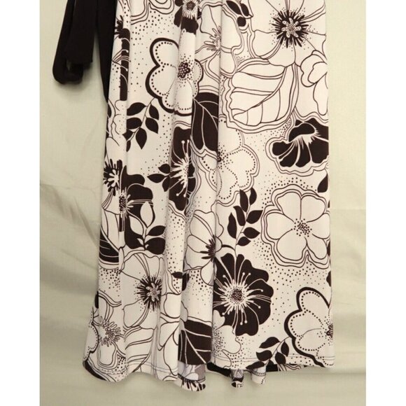 B. Darlin Sleeveless Midi Dress Tropical Floral Cream Brown EUC Women's Size 5/6 - Picture 6 of 7